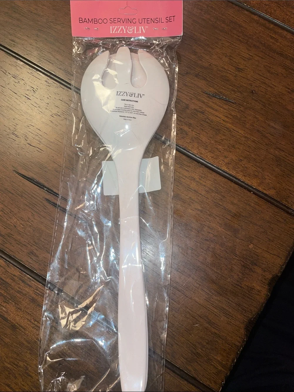 Izzy & Liv Yellow and White Bamboo Serving Spoon with Tribal Pattern